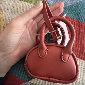 Anthropologie Bag Charm Cute Faux Leather Brown NWT